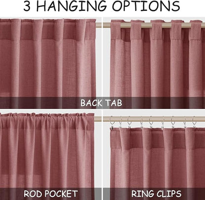 Canyon Rose Linen 112 Inch Curtains - Image 2