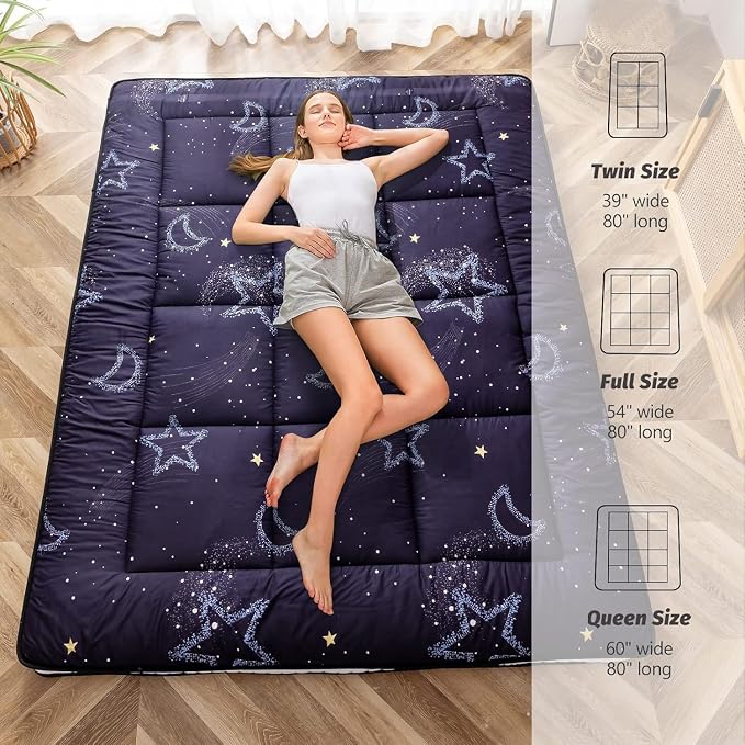 MAXYOYO Black Moon and Star Futon Mattress, Padded Japanese Floor Mattress - Image 7