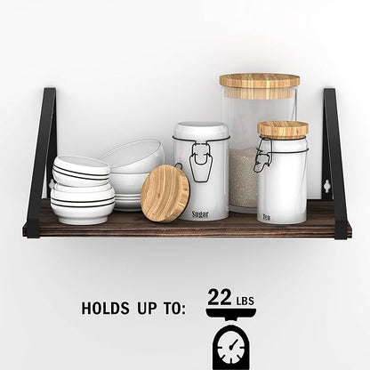 BAMEOS Floating Shelves Rustic Wood Wall Shelf Wall Mounted Shelves - Image 4