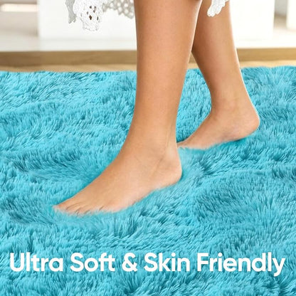 Noahas 8x10 Extra Large Blue Fluffy Soft Area Rug Non-Slip - Image 5