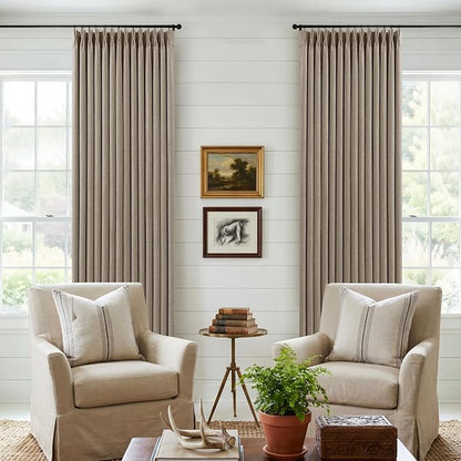 Dark Flax 80 Inch Pinch Pleated Blackout Linen Curtains - Image 7