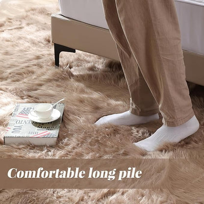 ORINOVA Beige Furry Washable Area Rugs - Image 4
