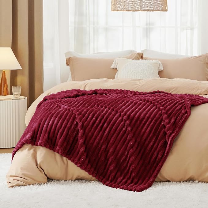 Bedsure Soft Twin Blanket for Bed Decor Gifts Deep Red 60"x80" | Birthday Gifts - Image 7