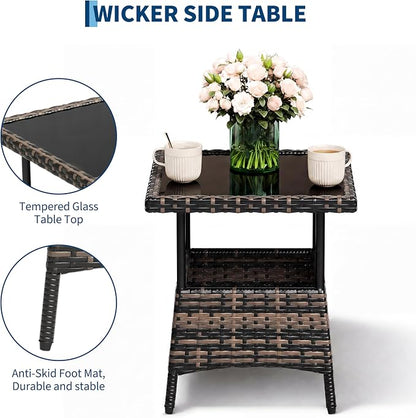 3 pcs Outdoor Rocking Bistro Set, Wicker Rocking Bistro Set - Image 7