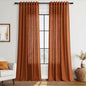 Rust Linen Curtains for Living Room 120 Inches Long Light Filtering Semi Sheer by Nanspring