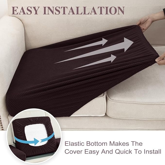 LA MEACK Couch Cushion Cover Chaise Lounge Cover Washable Separate Seat Chaise - Image 5