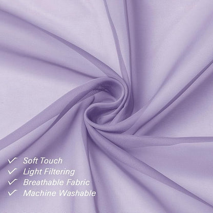 Lavender Sheer Kitchen Curtains 54 Inch Length 2 Panels, Double Rod Pockets - Image 8