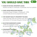 FreshDrinkUS, Premium 120 Spearmint Tea Bags, 100% Natural & Pure from Spearmint Leaves. Loose Leaf Spearmint Herbal Tea. Made with Natural Material Tea Bags. No Sugar, No Caffeine, No Gluten, Vegan.