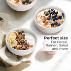 MIAMIO – Set of 4, 28 Ounce Ceramic Soup Bowls/Cereal Bowl Set for Salad, Oatmeal, Fruit, Rice – Dishwasher & Microwave Safe – Aura Collection (Creamy Cocoa, Bowls (4x))