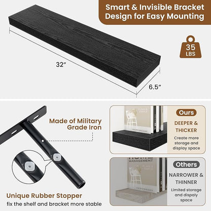 fuqing Floating Shelves for Wall, Wall Mounted Wood Floating Shelf - Image 3