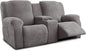 Recliner Loveseat Covers with Console, 6-Piece Stretch Geometric Strokes by Unknown