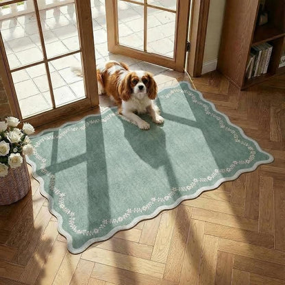 GarveeHome Scalloped Entryway Rug 2x3 Sage Green Washable Front Door Rug | by GarveeHome