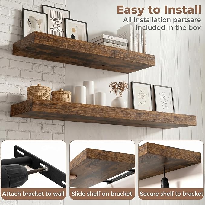FLYJOE Floating Shelves for Wall, 16 Inch Floating Shelves Set of 2, Kitchen - Image 6