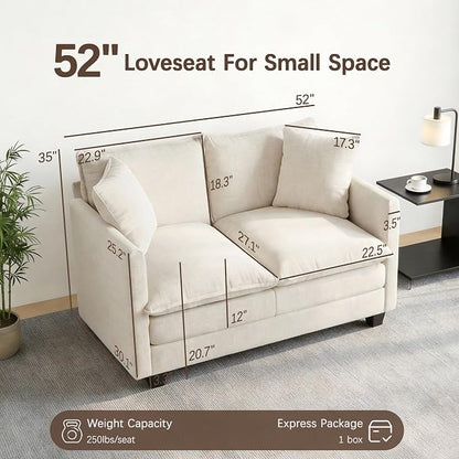 Loveseat Sofa, Comfy Chenille Small Couch - Image 2