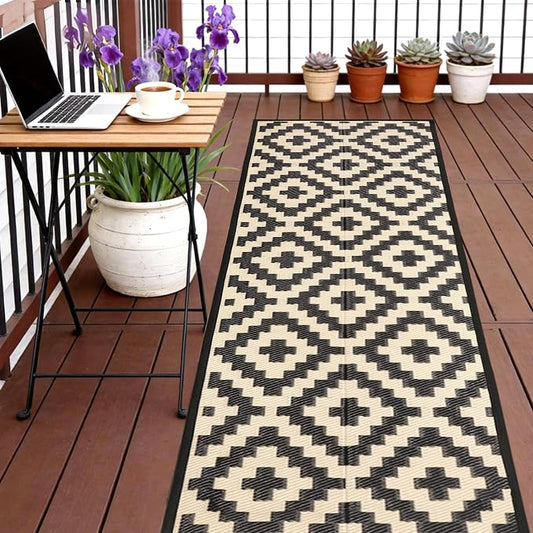 SAND MINE Reversible Mats, Plastic Straw Rug, Modern Area Rug, Large Floor Mat by SANDMIND