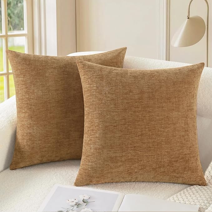 CaliTime Decorative Couch Throw Pillow Covers 22 X 22 Inches Apricot Brown | by CaliTime