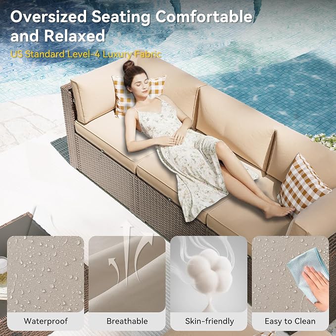Aoxun Patio Furniture Set, 7 Piece Outdoor Sectional Sofas - Image 2