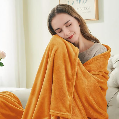 BEDELITE Fleece Blanket Soft Fall King Bed Blanket Burnt Orange 108"x90" | - Image 3
