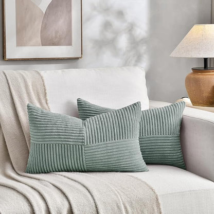 Fancy Homi 2 Packs Grey Blue Lumbar Decorative Throw Pillow Covers 16x26 Inch - Image 5