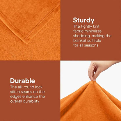 Utopia Bedding Soft Fleece Bed Blanket Queen Size Burnt Orange | Microfiber - Image 5