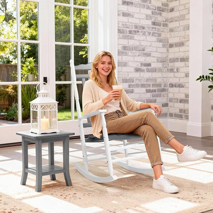 VINGLI Wooden Rocking Chair Outdoor, Patio Rockers - Image 7