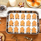 3 Pcs Baking Sheet Pan Set 9 x 6.7 x 1 Inches Cookie Sheet Small Toaster Oven Stainless Steel Tray Barbecue Grill Rectangle Trays, Non-stick, Easy Clean
