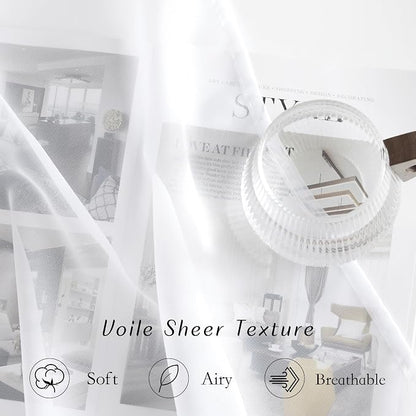 NICETOWN White Sheer Curtains for Living Room 90 inches Long - Image 4