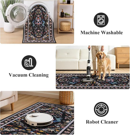 HEBE Hallway Runner Rug 2'x6', Washable Non Slip Kitchen Rug Runner | Soft Boho - Image 5