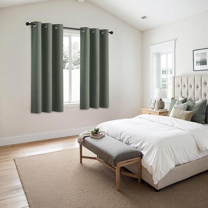 MIULEE Blackout Curtains for Bedroom 2 Panel 40 x 63 Inch Long Dark Mallard | - Image 6