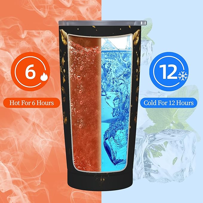 Owl Tumbler with Lid and Straw 20oz Coffee Tumblers Leakproof Stainless Steel Travel Mug Vacuum Insulated Cup for Iced and Hot