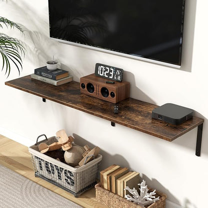 Fun Memories Rustic Brown 12 Inch Deep Floating Shelves Set of 2, Wall Mounted - Image 2