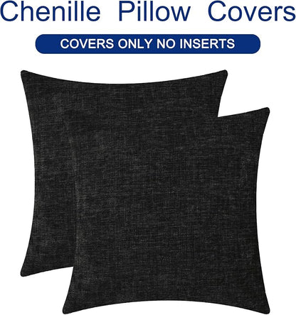 CaliTime Decorative Couch Throw Pillow Covers 18 X 18 Inches Black | Pack of 2 - Image 6