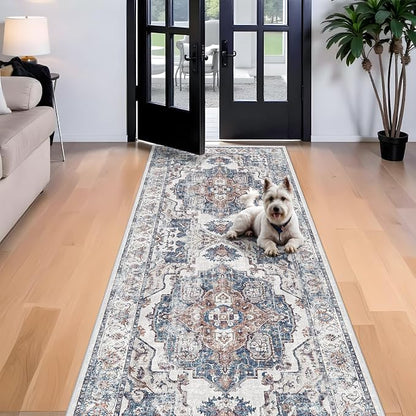 4x10 Washable Hallway Runner Rug: Oriental Living Room Entry Extra Wide Area - Image 2