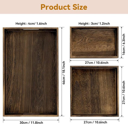 3-Piece Wooden Serving Tray Set - Image 5