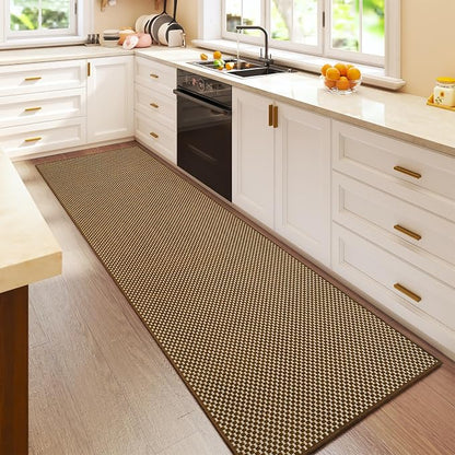 Kitchen Runner Rug Non Slip Hallway Runner Washable Dark Brown 2x6 ft | Boho by YDKGL