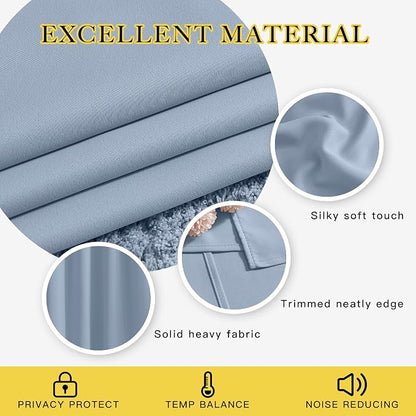 NICETOWN Vintage Blue Blackout Curtains 108 inches Long - Image 3