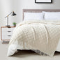 BOURINA Beige Throw Blanket 50 x70 Inches Jacquard Argyle Throw Textured Solid by BOURINA