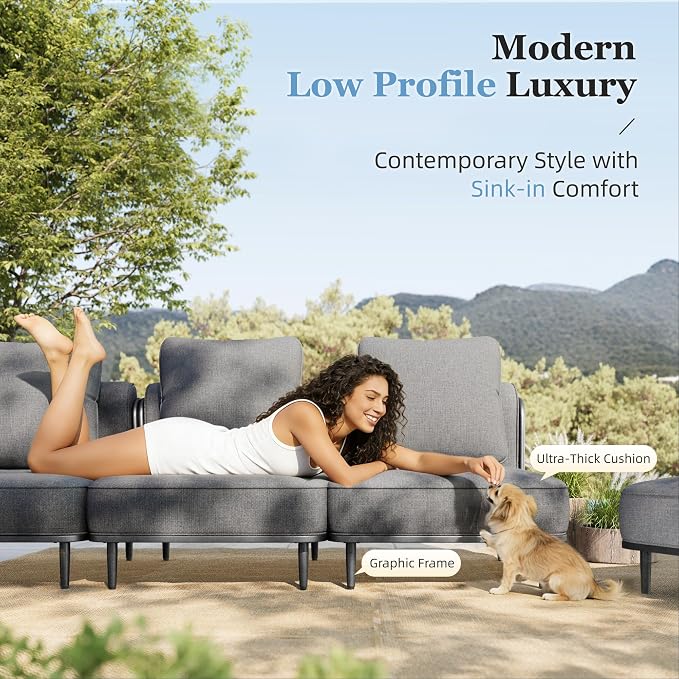 HERA'S HOUSE Metal Patio Furniture Set, Modular 7 Seats, 1 Nesting Coffee - Image 2