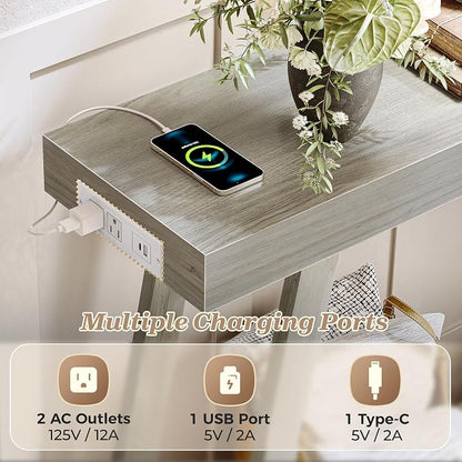 Huuger Console Table with Charging Station, USB-C Port, 2 Tiers Entryway Table - Image 4