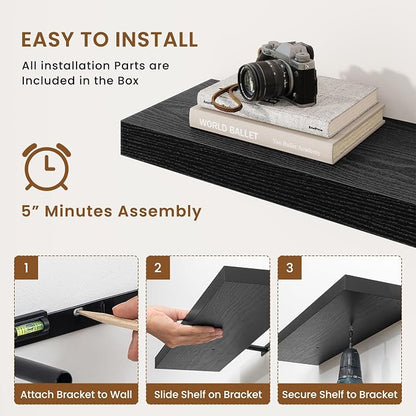 fuqing Floating Shelves for Wall, Wall Mounted Wood Floating Shelf - Image 6