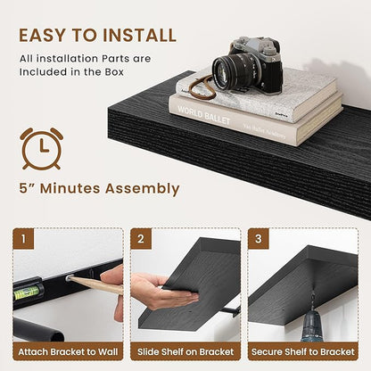 fuqing Floating Shelves for Wall, Wall Mounted Wood Floating Shelf - Image 6