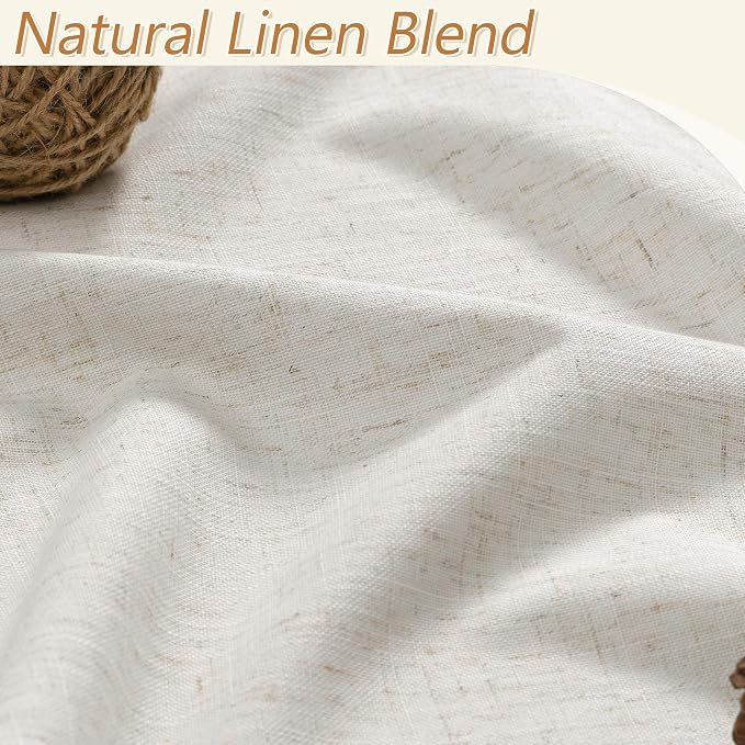 100% Blackout Linen Curtains for Bedroom 84 inches Long, Thermal Insulated Room - Image 3