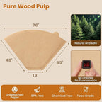 #4 Cone Coffee Filters 8-12 Cup, 200 Count Unbleached Natural Coffee Paper Filters, No Blowout, Disposable Coffee Filter for Pour Over and Drip Coffee Maker
