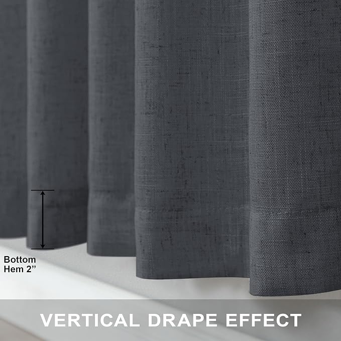 Grey Curtains for Living Room 96 Inches Long 2 Panels Back Tab Light Filtering - Image 7