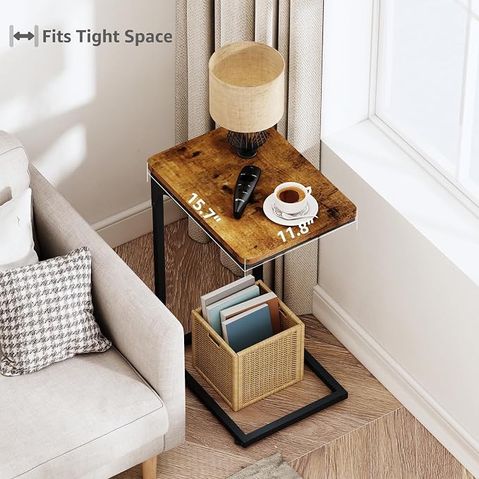 QEEIG C Table Side Table Living Room C Shaped Couch Tray End Table Farmhouse 1 - Image 2