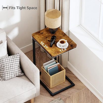 QEEIG C Table Side Table Living Room C Shaped Couch Tray End Table Farmhouse 1 - Image 2
