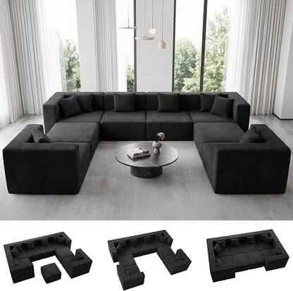 MONVANE Modular Sectional Sofa, Oversized 8 Seat Convertible U Shaped Couch by MONVANE