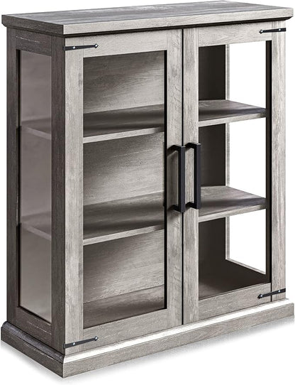 BELLEZE Storage Cabinet with Shelves and Glass Doors - Image 7