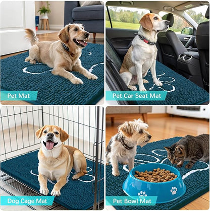 OLANLY Dog Door Mat for Muddy Paws 36x24, Paw Print Design Chenille Mud Mat | - Image 7