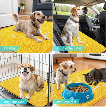 OLANLY Dog Door Mat for Muddy Paws 36x24, Paw Print Design Chenille Mud Mat | - Image 7